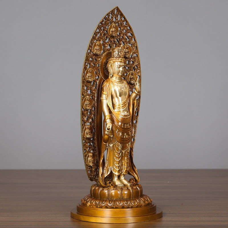 Mythstone Kwan Yin Avalokitesvara Aura Harmony Brass Copper Statue Home Desk Decoration