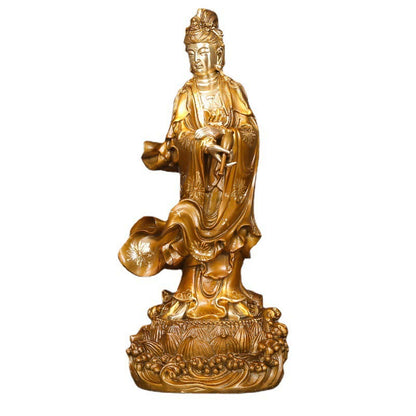 Mythstone Kwan Yin Avalokitesvara Holding A Vase Brass Harmony Copper Statue Home Decoration