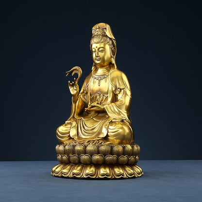 Mythstone Kwan Yin Avalokitesvara Holding A Willow Bottle Harmony Brass Copper Statue Home Decoration