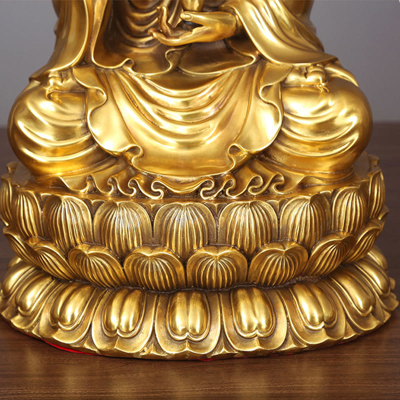 Mythstone Kwan Yin Avalokitesvara Holding A Willow Bottle Harmony Brass Copper Statue Home Decoration