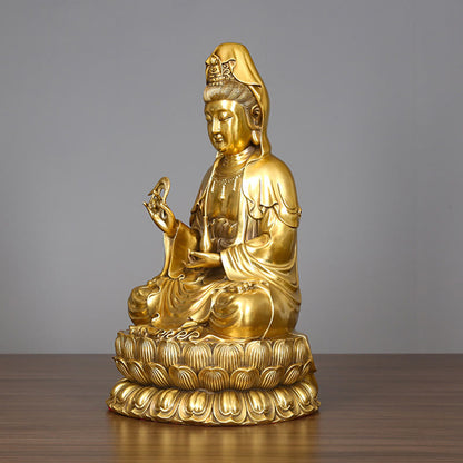 Mythstone Kwan Yin Avalokitesvara Holding A Willow Bottle Harmony Brass Copper Statue Home Decoration