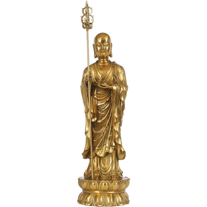 Mythstone Ksitigarbha Bodhisattva Figurine Compassion Copper Statue Home Offering Decoration