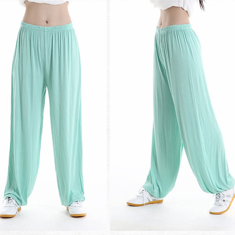 Pantalones unisex de modal para práctica de tai chi y qigong con cintura elástica de verano Mythstone 