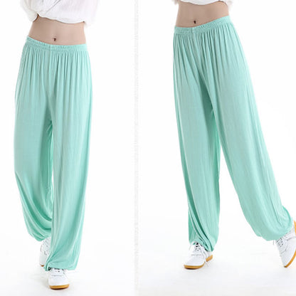 Pantalones unisex de modal para práctica de tai chi y qigong con cintura elástica de verano Mythstone 