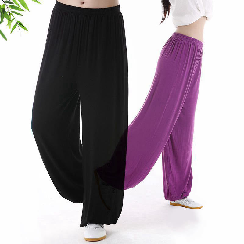 Pantalones unisex de modal para práctica de tai chi y qigong con cintura elástica de verano Mythstone 