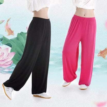 Pantalones unisex de modal para práctica de tai chi y qigong con cintura elástica de verano Mythstone 