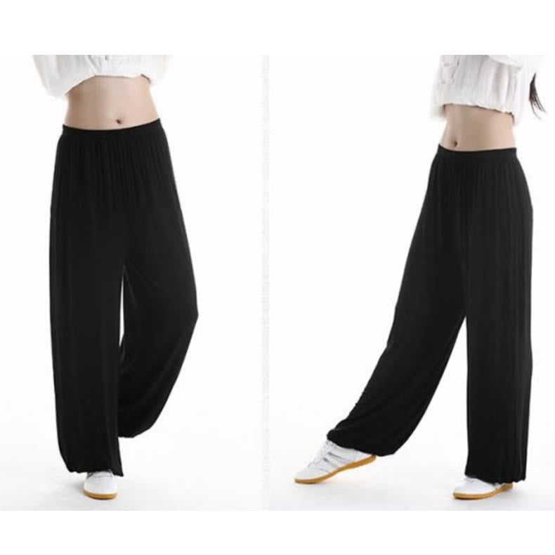 Pantalones unisex de modal para práctica de tai chi y qigong con cintura elástica de verano Mythstone 