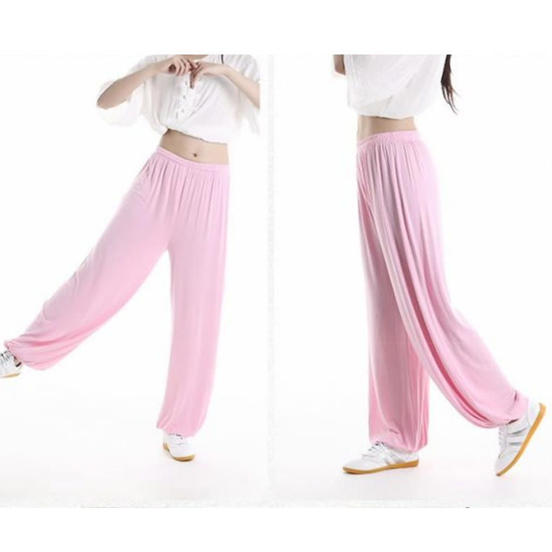 Pantalones unisex de modal para práctica de tai chi y qigong con cintura elástica de verano Mythstone 