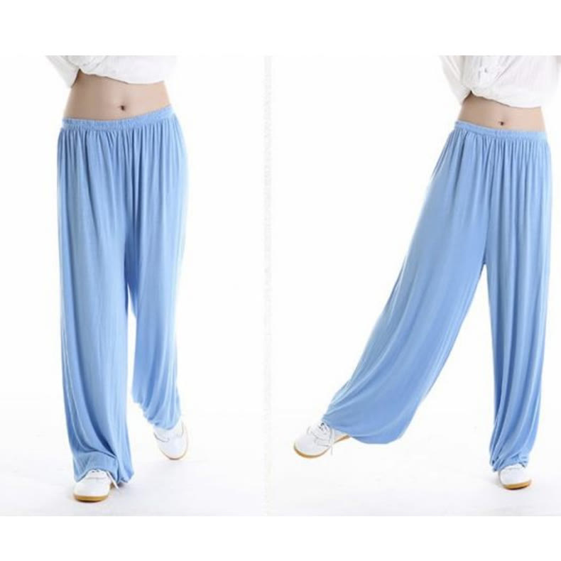 Pantalones unisex de modal para práctica de tai chi y qigong con cintura elástica de verano Mythstone 