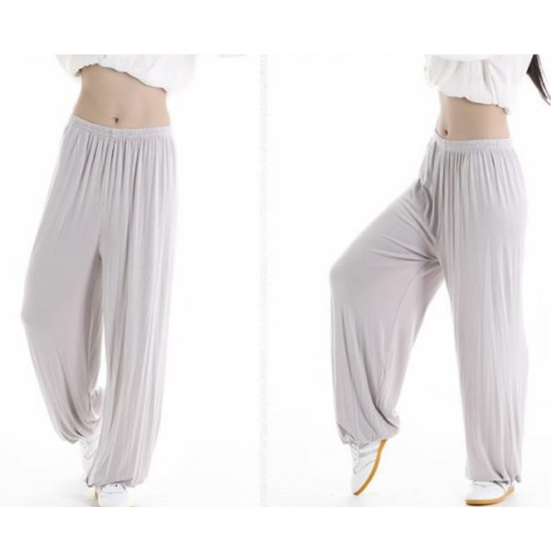 Pantalones unisex de modal para práctica de tai chi y qigong con cintura elástica de verano Mythstone 