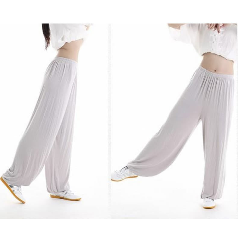 Pantalones unisex de modal para práctica de tai chi y qigong con cintura elástica de verano Mythstone 