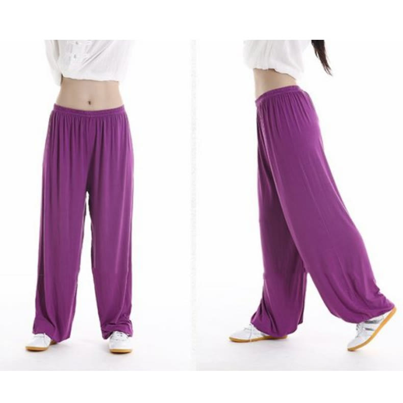 Pantalones unisex de modal para práctica de tai chi y qigong con cintura elástica de verano Mythstone 