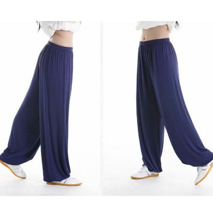 Pantalones unisex de modal para práctica de tai chi y qigong con cintura elástica de verano Mythstone 