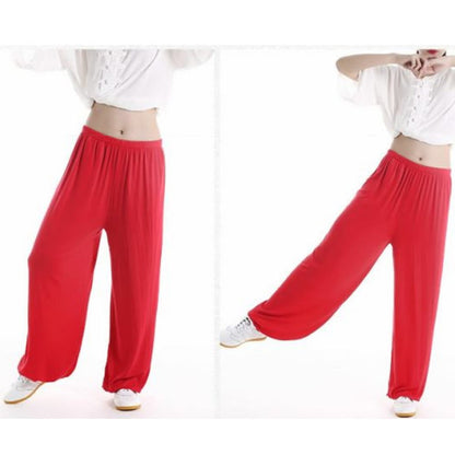 Pantalones unisex de modal para práctica de tai chi y qigong con cintura elástica de verano Mythstone 