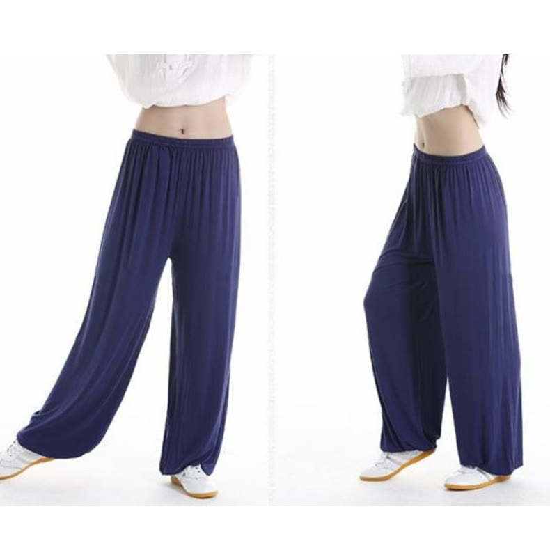 Pantalones unisex de modal para práctica de tai chi y qigong con cintura elástica de verano Mythstone 