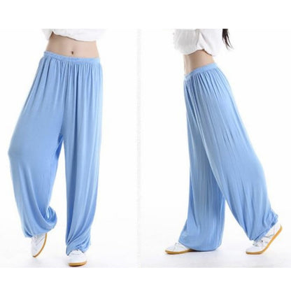 Pantalones unisex de modal para práctica de tai chi y qigong con cintura elástica de verano Mythstone 