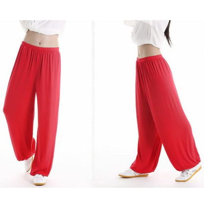 Pantalones unisex de modal para práctica de tai chi y qigong con cintura elástica de verano Mythstone 