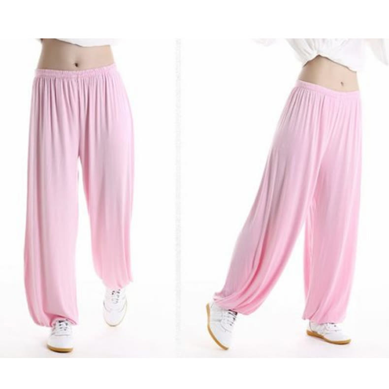 Pantalones unisex de modal para práctica de tai chi y qigong con cintura elástica de verano Mythstone 