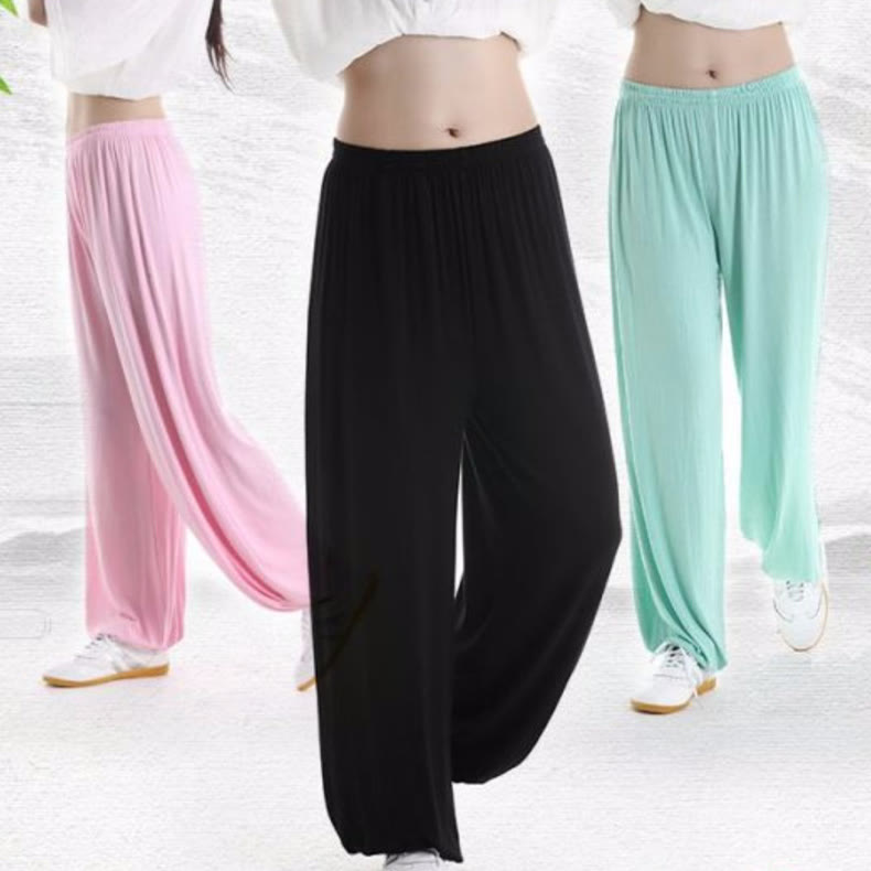 Pantalones unisex de modal para práctica de tai chi y qigong con cintura elástica de verano Mythstone 