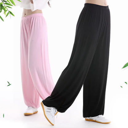 Pantalones unisex de modal para práctica de tai chi y qigong con cintura elástica de verano Mythstone 