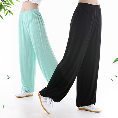 Pantalones unisex de modal para práctica de tai chi y qigong con cintura elástica de verano Mythstone 