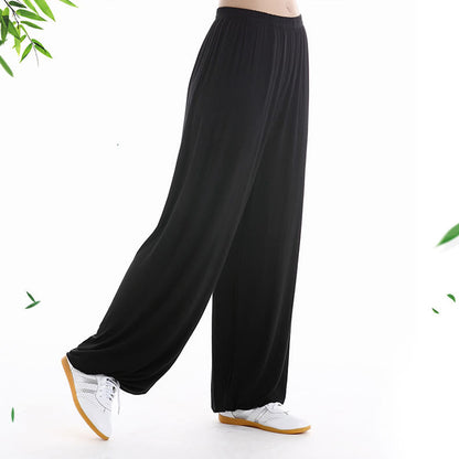 Pantalones unisex de modal para práctica de tai chi y qigong con cintura elástica de verano Mythstone 