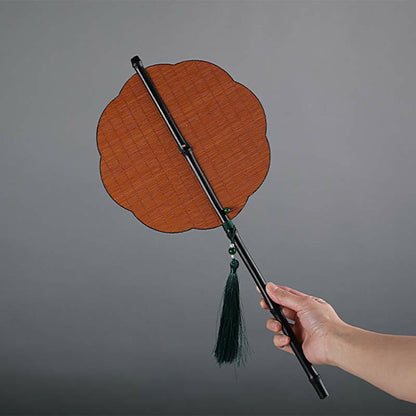 Mythstone Chinese Style Handmade Bamboo Long Handle Portable Curlable Fan