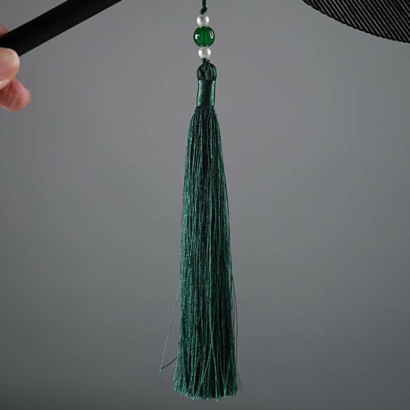 Mythstone Chinese Style Handmade Bamboo Long Handle Portable Curlable Fan