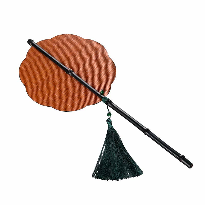 Mythstone Chinese Style Handmade Bamboo Long Handle Portable Curlable Fan