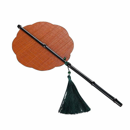 Mythstone Chinese Style Handmade Bamboo Long Handle Portable Curlable Fan