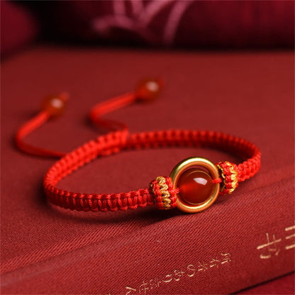 Mythstone Red Agate Bead Peace Buckle Calm Rope Bracelet