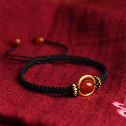 Mythstone Red Agate Bead Peace Buckle Calm Rope Bracelet