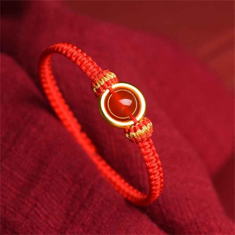 Mythstone Red Agate Bead Peace Buckle Calm Rope Bracelet