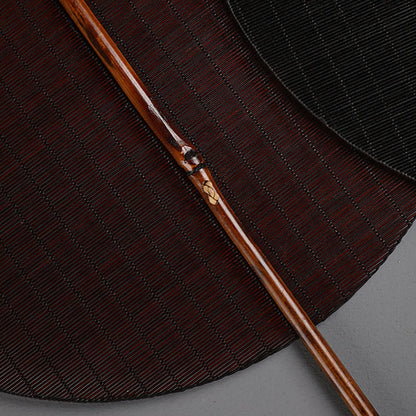 Mythstone Chinese Style Handmade Round Shaped Bamboo Long Handle Fan