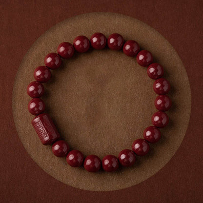 Mythstone Natural Cinnabar Heart Sutra Blessing Bracelet