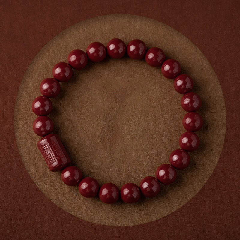 Mythstone Natural Cinnabar Heart Sutra Blessing Bracelet