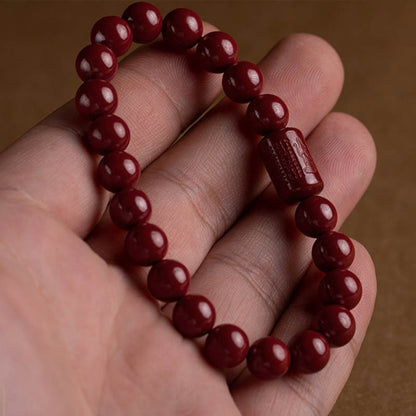 Mythstone Natural Cinnabar Heart Sutra Blessing Bracelet