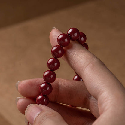 Mythstone Natural Cinnabar Heart Sutra Blessing Bracelet