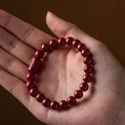 Mythstone Natural Cinnabar Heart Sutra Blessing Bracelet