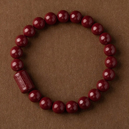 Mythstone Natural Cinnabar Heart Sutra Blessing Bracelet