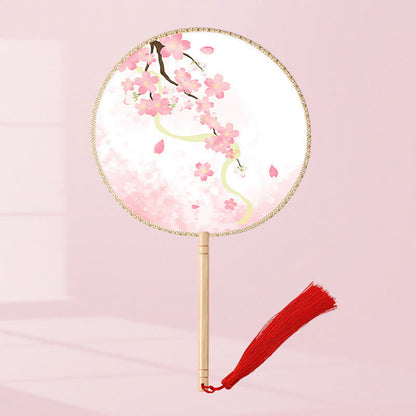 Mythstone Ginkgo Leaf Koi Fish Cherry Blossom Spring Flowers Handheld Wood Handle Fan