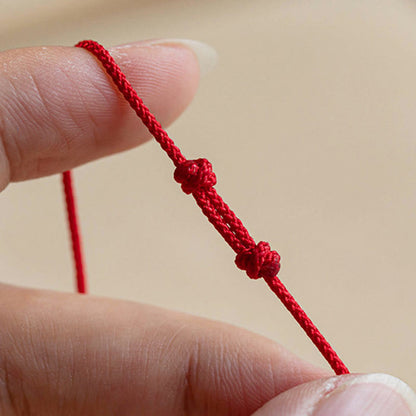 Mythstone Handmade 925 Sterling Silver Fu Character Red Agate Fortune Braided Ultra-Thin Rope Bracelet