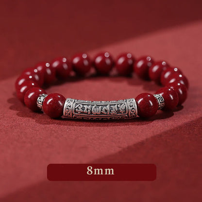 Mythstone Cinnabar 999 Sterling Silver Six True Words Blessing Bracelet