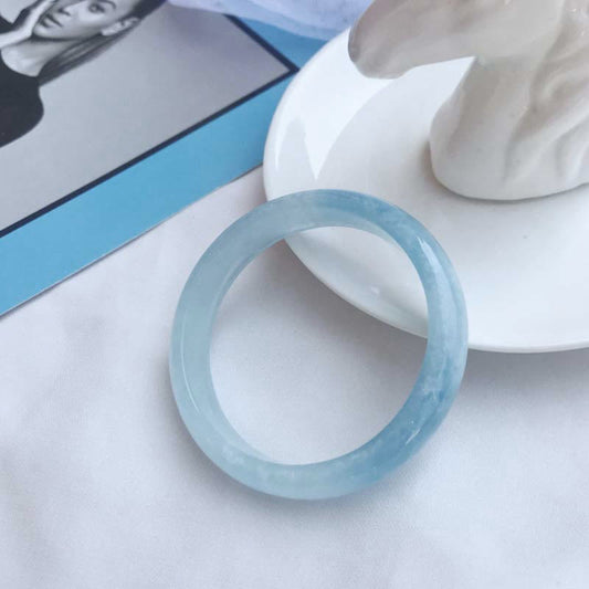 Mythstone Natural Aquamarine Blessing Bangle Bracelet