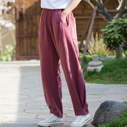 Mythstone Casual Ramie Linen Cotton Yoga Pants With Pockets