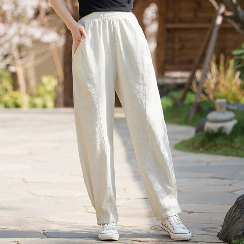 Mythstone Casual Ramie Linen Cotton Yoga Pants With Pockets