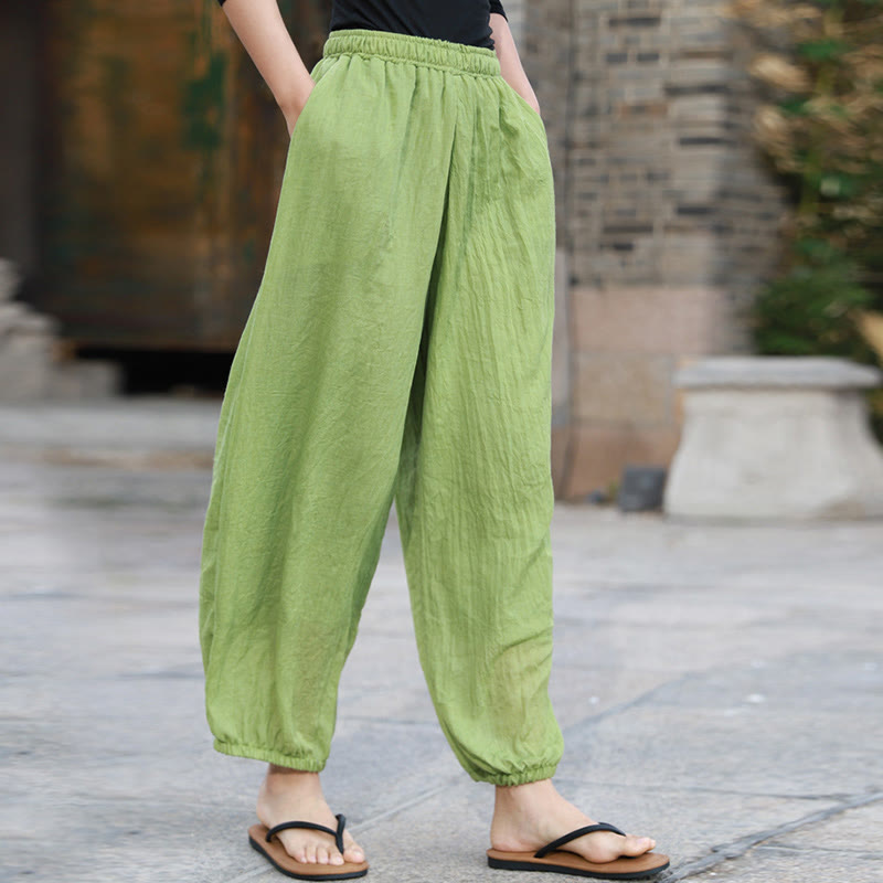 Mythstone Casual Summer Women's Cotton Pants With Pockets