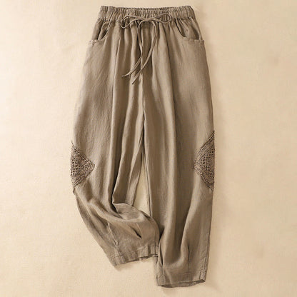 Pantalones harén de algodón con cordón y bolsillos para mujer de Mythstone Summer 