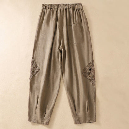 Pantalones harén de algodón con cordón y bolsillos para mujer de Mythstone Summer 