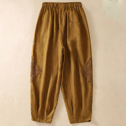 Pantalones harén de algodón con cordón y bolsillos para mujer de Mythstone Summer 